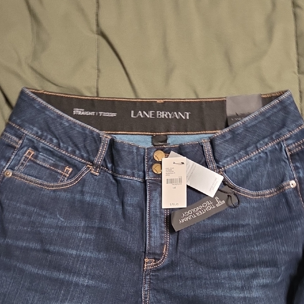 Lane Bryant Indigo Denim Pants 16S High Rise Straight Tighter Tummy Technology - Picture 7 of 9